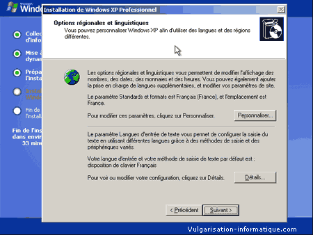 Installation de XP - paramtrage des langues